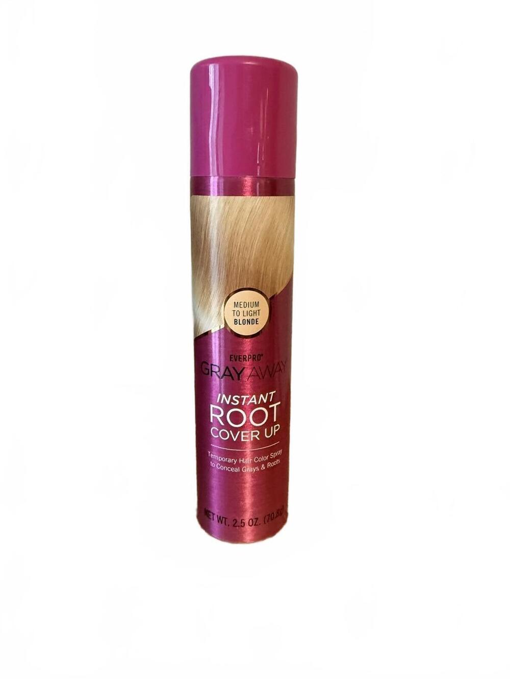 NEW EverPro INSTANT ROOT COVER UP Gray Away Spray 2.5oz MEDIUM to LIGHT BLONDE